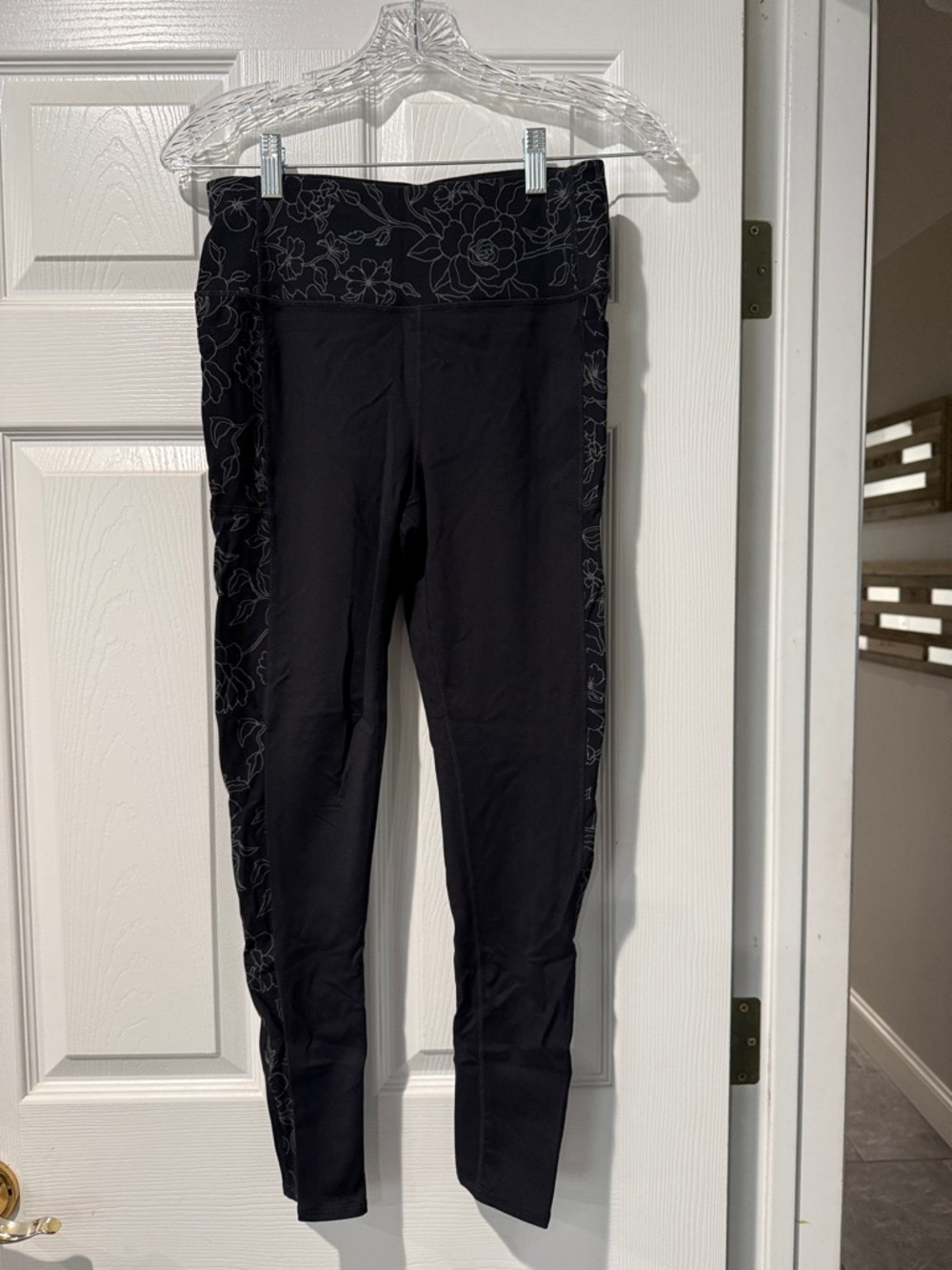 Skechers Black Leggings with Floral Trim